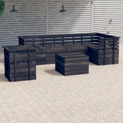 vidaXL Muebles palets de jardín 7 pzas madera maciza pino gris oscuro