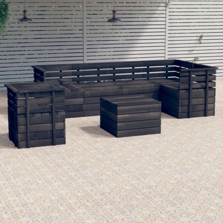 vidaXL Muebles palets de jardín 7 pzas madera maciza pino gris oscuro