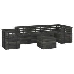 vidaXL Muebles palets de jardín 7 pzas madera maciza pino gris oscuro