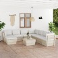 vidaXL Muebles de jardín de palets 9 piezas y cojines madera de abeto 