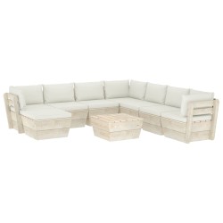 vidaXL Muebles de jardín de palets 9 piezas y cojines madera de abeto 