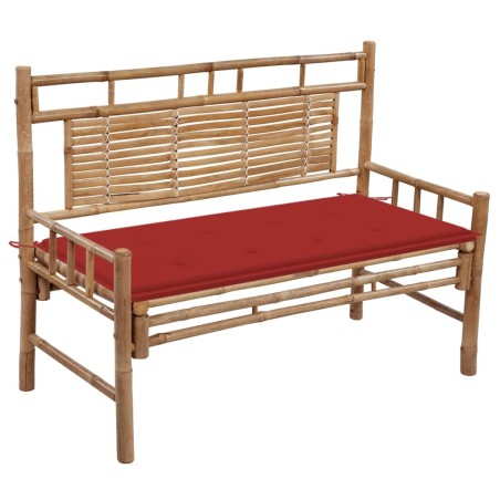 vidaXL Banco de jardín con cojín bambú 120 cm