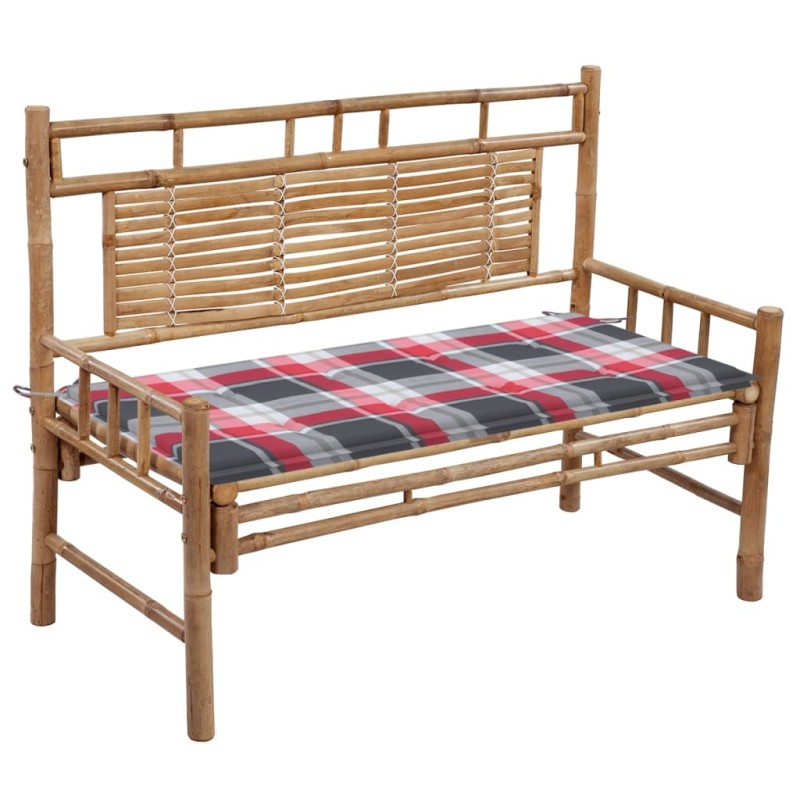 vidaXL Banco de jardín con cojín bambú 120 cm