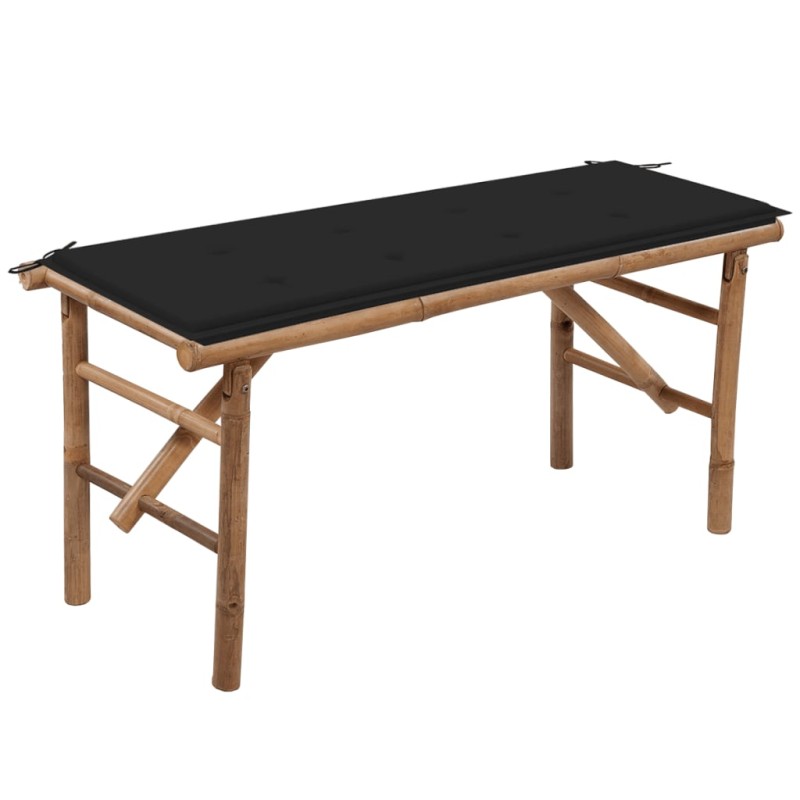 vidaXL Banco de jardín plegable con cojín bambú 118 cm vidaXL Banco de jardín plegable con cojín bambú 118 cm