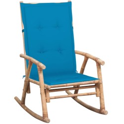 vidaXL Silla mecedora con cojín bambú