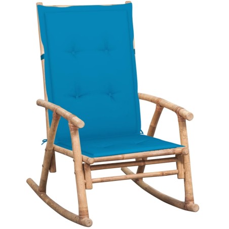 vidaXL Silla mecedora con cojín bambú