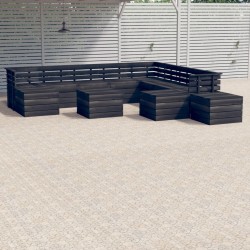 vidaXL Muebles palets de jardín 12 pzas madera maciza pino gris oscuro