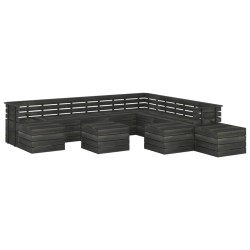 vidaXL Muebles palets de jardín 12 pzas madera maciza pino gris oscuro