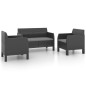 vidaXL Set de muebles jardín 3 piezas cojines PP ratán gris antracita vidaXL Set de muebles jardín 3 piezas cojines PP ratán gris antracita