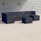 vidaXL Muebles palets de jardín 8 pzas madera maciza pino gris oscuro