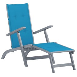 vidaXL Tumbona de jardín con reposapiés y cojín madera maciza acacia