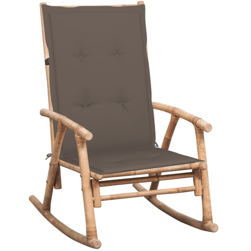 vidaXL Silla mecedora con cojín bambú vidaXL Silla mecedora con cojín bambú