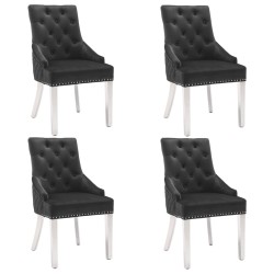 vidaXL Sillas de comedor 4 unidades terciopelo negro