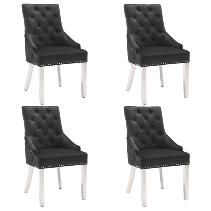vidaXL Sillas de comedor 4 unidades terciopelo negro