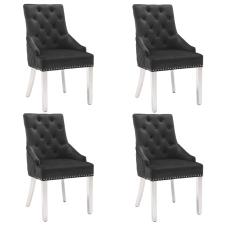 vidaXL Sillas de comedor 4 unidades terciopelo negro