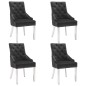 vidaXL Sillas de comedor 4 unidades terciopelo negro