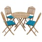 vidaXL Set de comedor de jardín plegable con cojines 5 piezas bambú vidaXL Set de comedor de jardín plegable con cojines 5 piezas bambú