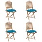 vidaXL Set de comedor de jardín plegable con cojines 5 piezas bambú vidaXL Set de comedor de jardín plegable con cojines 5 piezas bambú