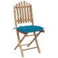 vidaXL Set de comedor de jardín plegable con cojines 5 piezas bambú vidaXL Set de comedor de jardín plegable con cojines 5 piezas bambú
