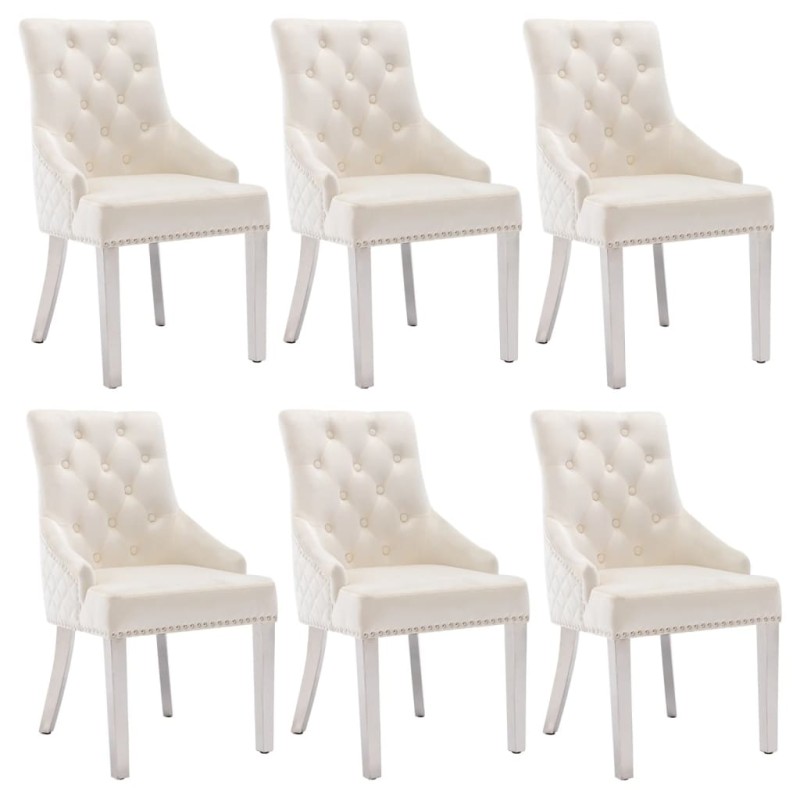 vidaXL Sillas de comedor 6 unidades de terciopelo crema vidaXL Sillas de comedor 6 unidades de terciopelo crema