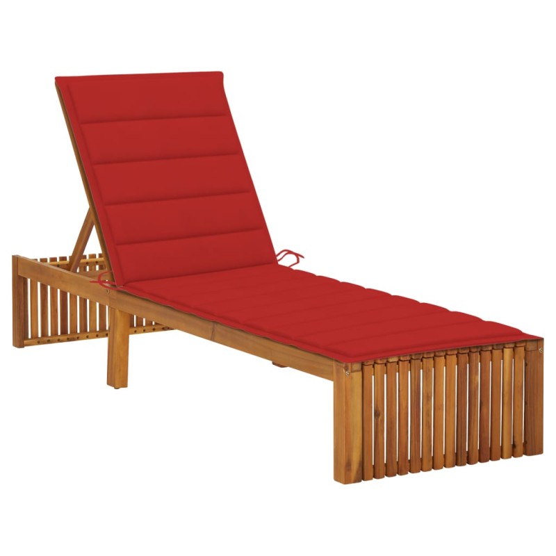 vidaXL Tumbona con cojín madera maciza de acacia vidaXL Tumbona con cojín madera maciza de acacia