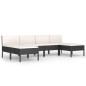 vidaXL Set muebles de jardín 6 piezas y cojines ratán sintético negro