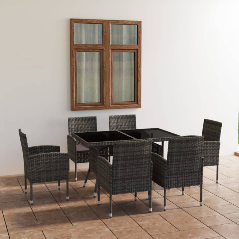 vidaXL Set comedor jardín 7 pzas ratán sintético gris antracita y gris vidaXL Set comedor jardín 7 pzas ratán sintético gris antracita y gris