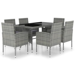 vidaXL Set comedor jardín 7 pzas ratán sintético gris antracita y gris