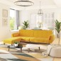 vidaXL Sofá cama 2 plazas reposapiés y dos cojines terciopelo amarillo vidaXL Sofá cama 2 plazas reposapiés y dos cojines terciopelo amarillo