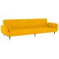 vidaXL Sofá cama 2 plazas reposapiés y dos cojines terciopelo amarillo vidaXL Sofá cama 2 plazas reposapiés y dos cojines terciopelo amarillo