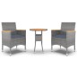 vidaXL Juego de comedor de jardín 3 piezas ratán sintético gris vidaXL Juego de comedor de jardín 3 piezas ratán sintético gris