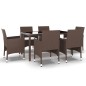 vidaXL Set de comedor de jardín 7 pzas ratán sintético vidrio marrón vidaXL Set de comedor de jardín 7 pzas ratán sintético vidrio marrón