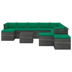 vidaXL Muebles de palets de jardín 12 pzas cojines madera maciza pino
