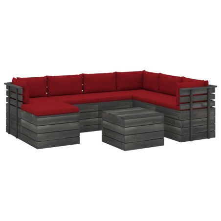 vidaXL Muebles de palets para jardín 8 pzas cojines madera maciza pino