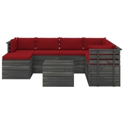 vidaXL Muebles de palets para jardín 8 pzas cojines madera maciza pino