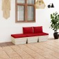 vidaXL Muebles de jardín de palets 3 pzas y cojines madera de abeto 