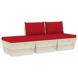 vidaXL Muebles de jardín de palets 3 pzas y cojines madera de abeto 