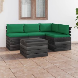 vidaXL Muebles de palés de jardín 5 piezas cojines madera maciza pino