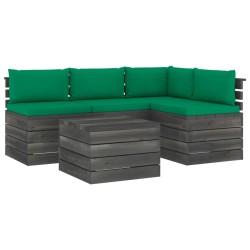 vidaXL Muebles de palés de jardín 5 piezas cojines madera maciza pino