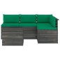 vidaXL Muebles de palés de jardín 5 piezas cojines madera maciza pino