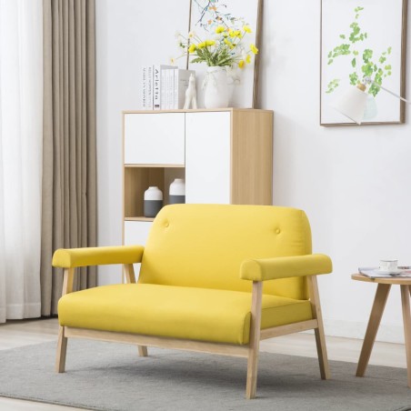 vidaXL Sofá de 2 plazas de tela amarillo