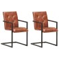 vidaXL Sillas voladizas de comedor 2 unidades cuero auténtico marrón vidaXL Sillas voladizas de comedor 2 unidades cuero auténtico marrón