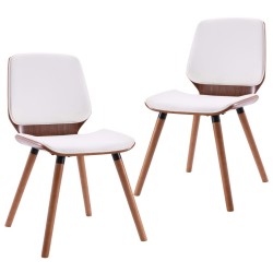 vidaXL Sillas de comedor 2 unidades cuero sintético blanco