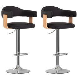 vidaXL Taburetes de cocina 2 uds cuero sintético madera curvada negro