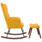 vidaXL Silla mecedora con reposapiés tela amarillo mostaza vidaXL Silla mecedora con reposapiés tela amarillo mostaza