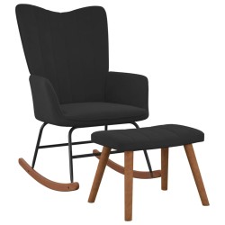 vidaXL Silla mecedora con reposapiés terciopelo negro