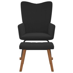vidaXL Silla mecedora con reposapiés terciopelo negro
