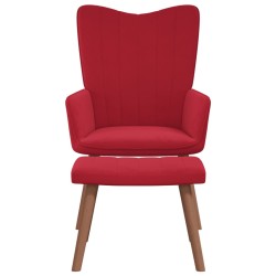 vidaXL Sillón de relax con taburete terciopelo rojo tinto
