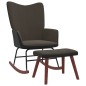 vidaXL Silla mecedora con reposapiés terciopelo y PVC gris oscuro vidaXL Silla mecedora con reposapiés terciopelo y PVC gris oscuro