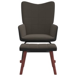 vidaXL Silla mecedora con reposapiés terciopelo y PVC gris oscuro